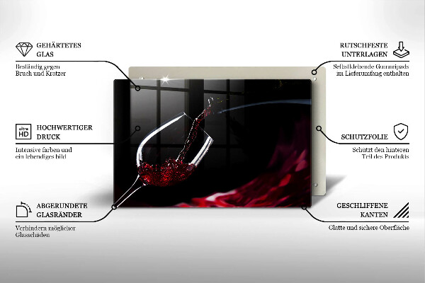 Tocător de bucătărie Un pahar de vin roșu