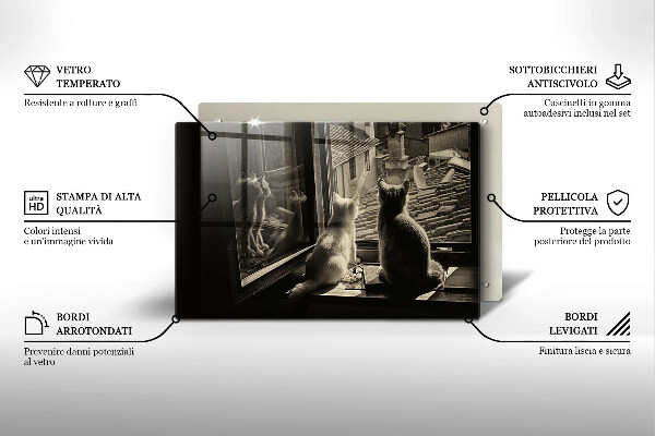 Tocător de bucătărie Orașul pisicilor și fereastra