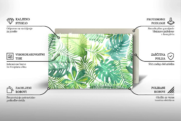 Tocător de bucătărie Acuarelă frunze boho