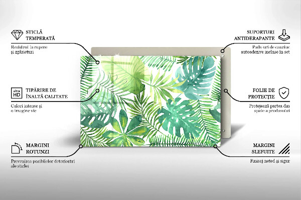 Tocător de bucătărie Acuarelă frunze boho