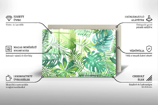 Tocător de bucătărie Acuarelă frunze boho