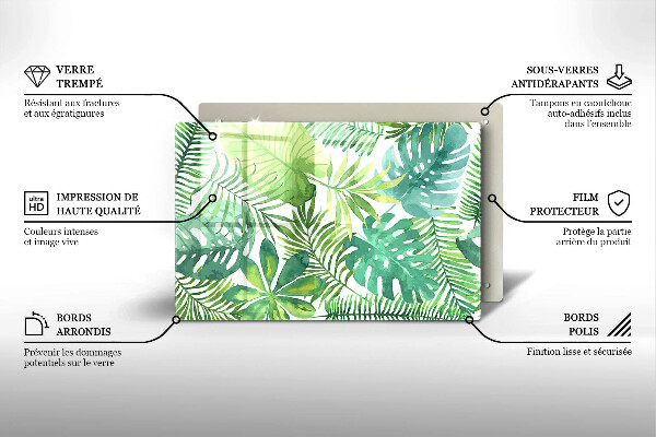 Tocător de bucătărie Acuarelă frunze boho