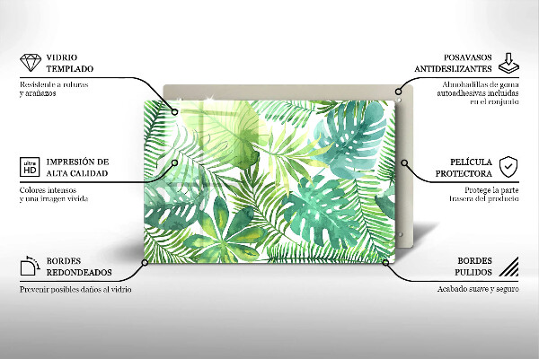 Tocător de bucătărie Acuarelă frunze boho