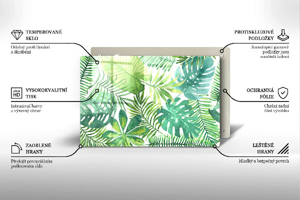 Tocător de bucătărie Acuarelă frunze boho