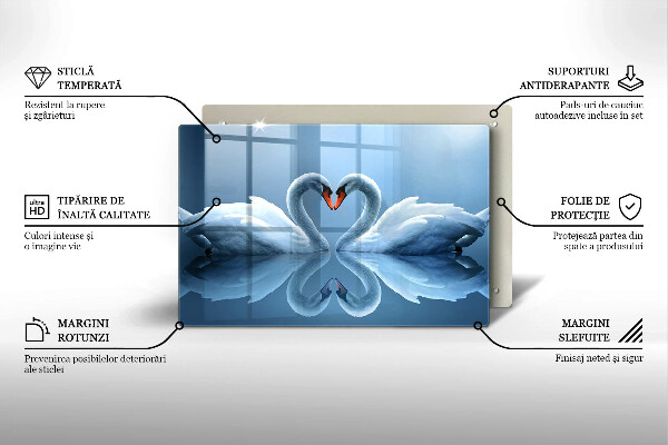 Tocător de bucătărie Două inimi de lebădă