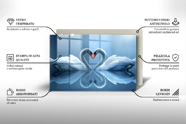 Tocător de bucătărie Două inimi de lebădă