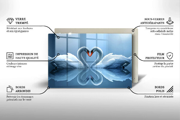 Tocător de bucătărie Două inimi de lebădă