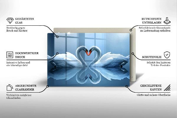 Tocător de bucătărie Două inimi de lebădă