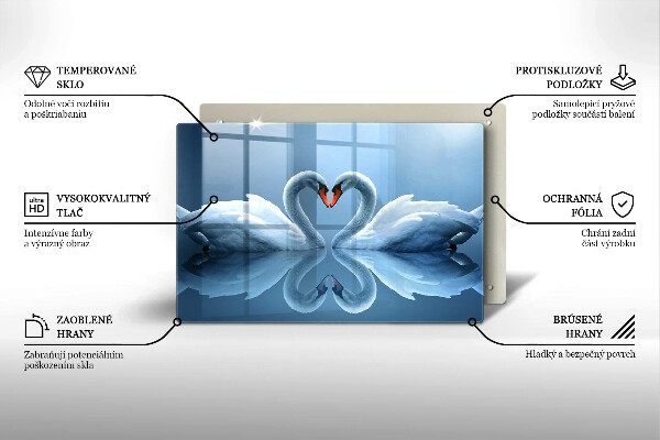 Tocător de bucătărie Două inimi de lebădă
