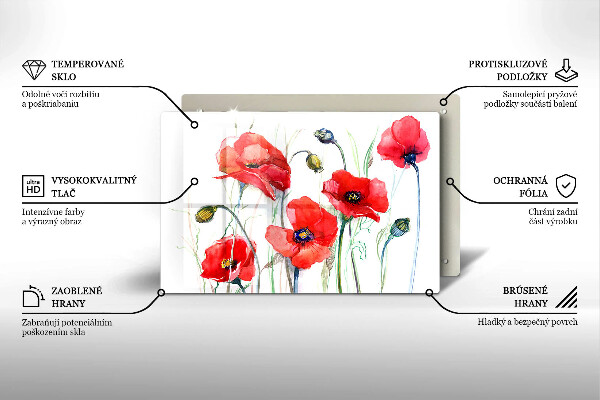 Tocător de bucătărie Flori roșii de maci