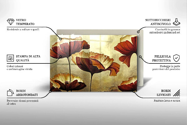 Tocător de bucătărie Flori boho pictate