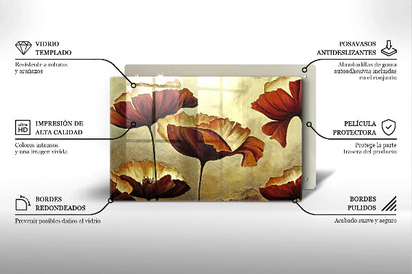 Tocător de bucătărie Flori boho pictate