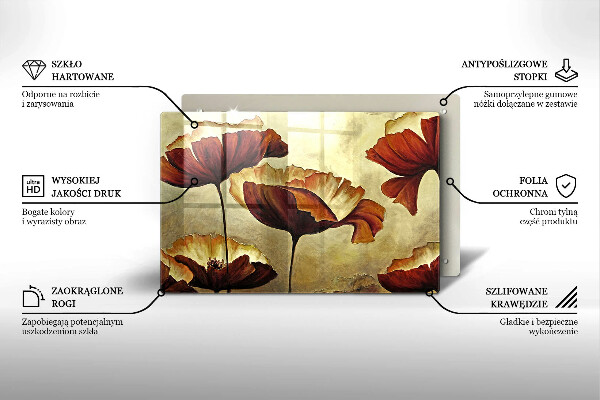 Tocător de bucătărie Flori boho pictate