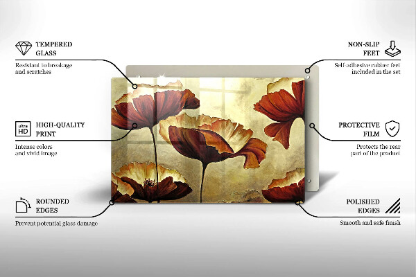 Tocător de bucătărie Flori boho pictate