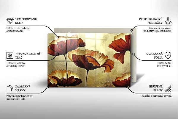 Tocător de bucătărie Flori boho pictate