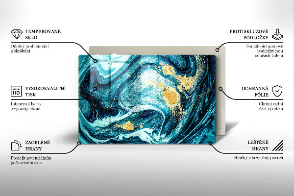 Tocător sticlă Abstracția aurului albastru