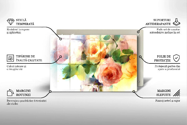 Tocător de bucătărie Flori pictate