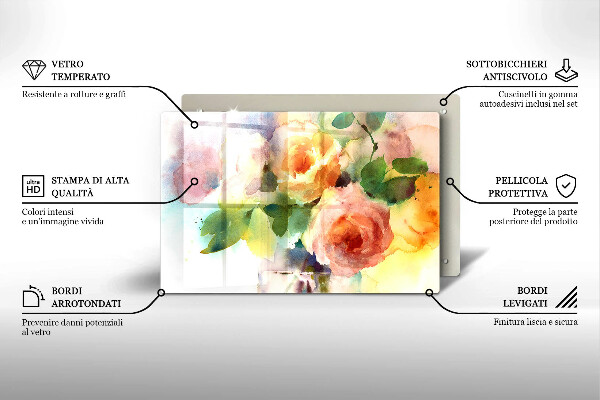 Tocător de bucătărie Flori pictate