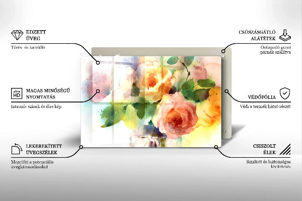 Tocător de bucătărie Flori pictate