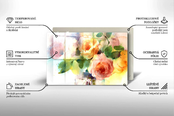 Tocător de bucătărie Flori pictate