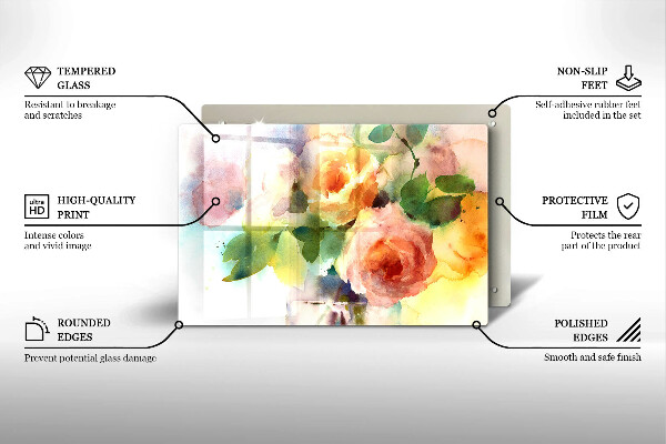 Tocător de bucătărie Flori pictate