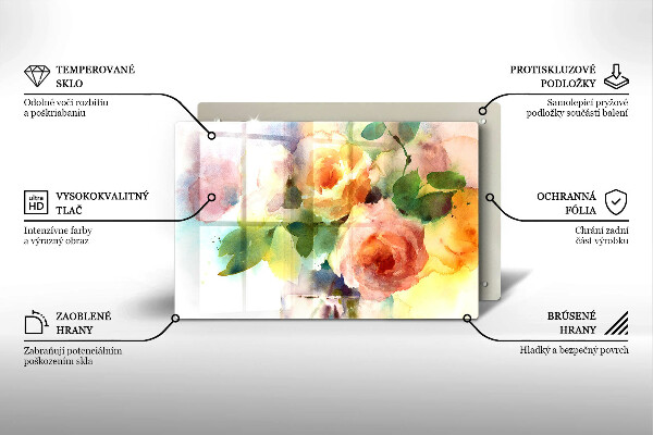 Tocător de bucătărie Flori pictate