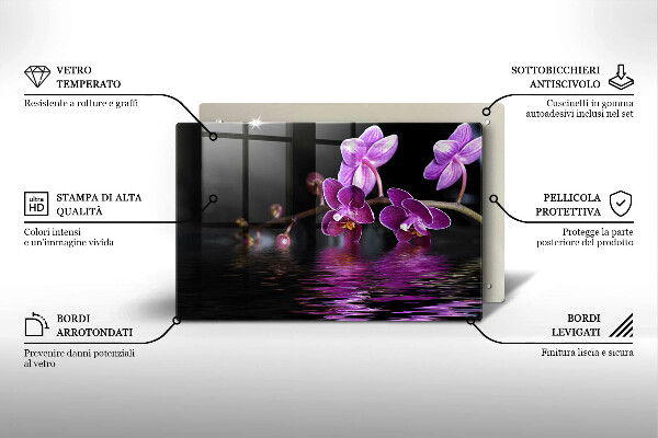 Tocător de bucătărie Apa zen de orhidee