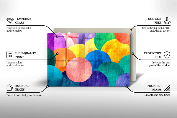 Tocător sticlă Cercuri colorate