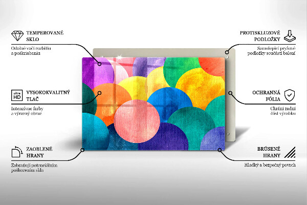 Tocător sticlă Cercuri colorate