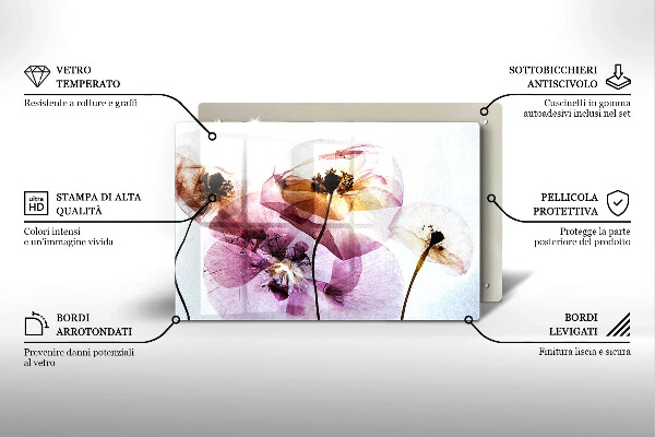 Tocător sticlă Flori delicate