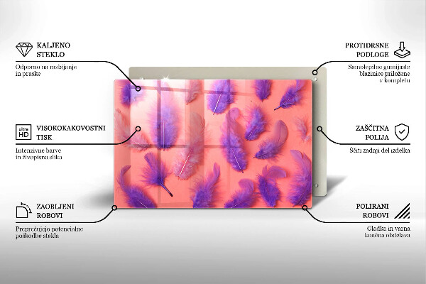Tocător sticlă Pene pufoase