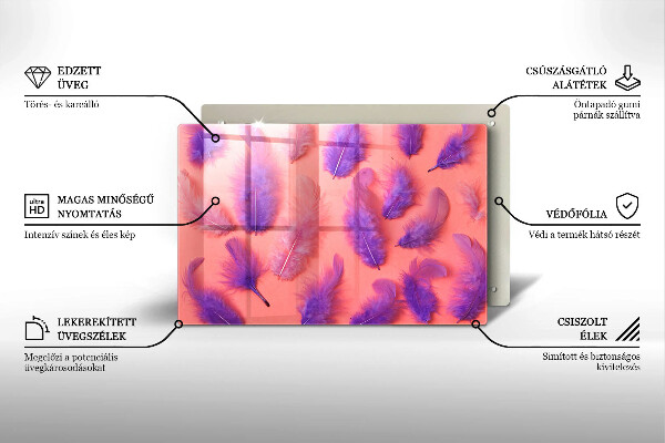 Tocător sticlă Pene pufoase