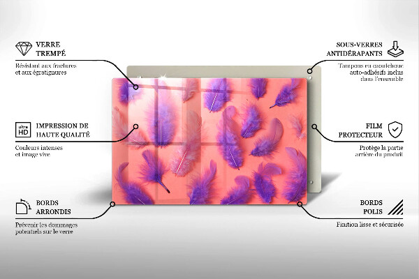 Tocător sticlă Pene pufoase