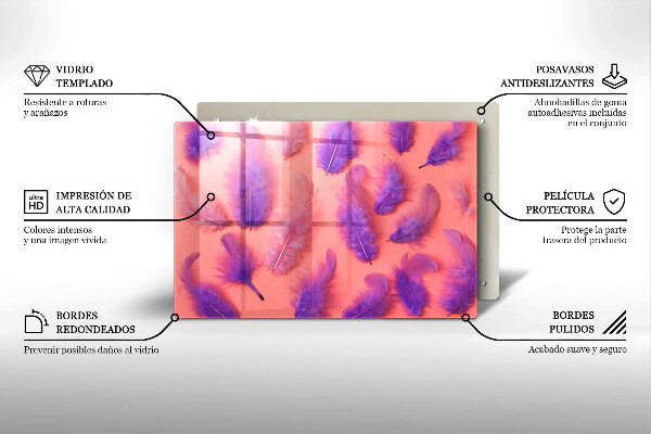 Tocător sticlă Pene pufoase