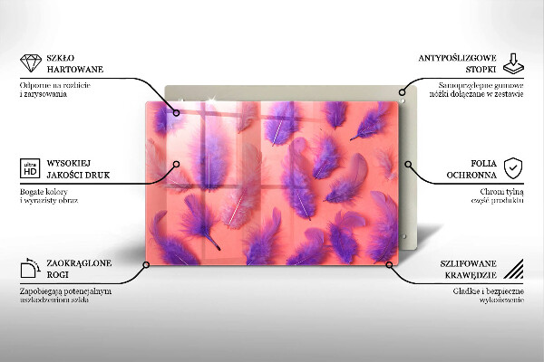 Tocător sticlă Pene pufoase
