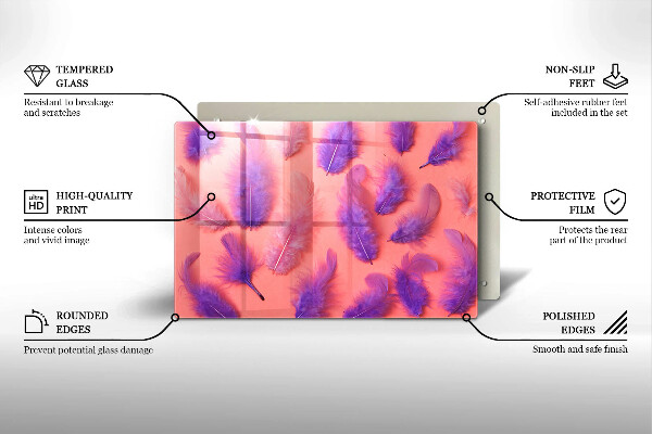 Tocător sticlă Pene pufoase