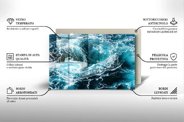 Tocător sticlă Valuri spumoase de apă