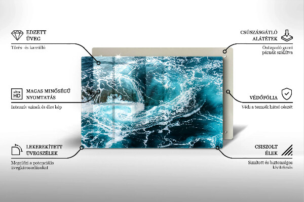 Tocător sticlă Valuri spumoase de apă