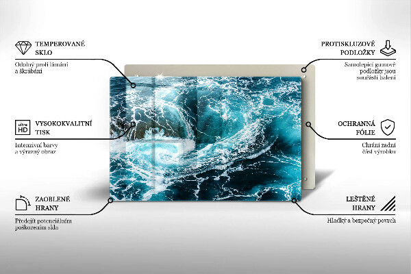 Tocător sticlă Valuri spumoase de apă