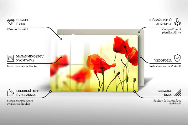 Tocător de bucătărie Flori roșii de maci
