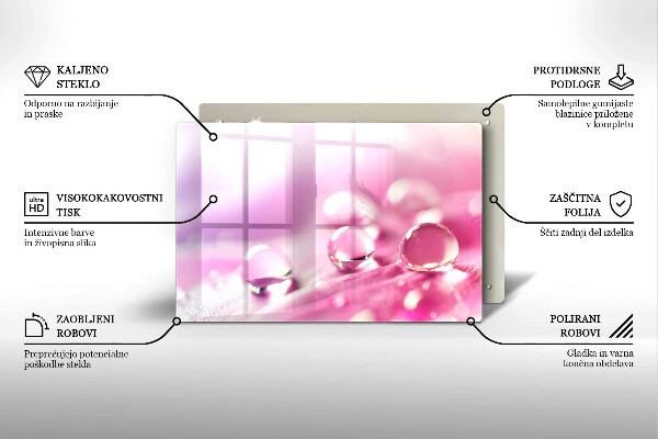 Tocător de bucătărie Petale de flori de rouă