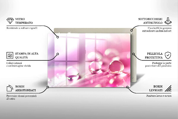 Tocător de bucătărie Petale de flori de rouă