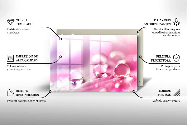 Tocător de bucătărie Petale de flori de rouă