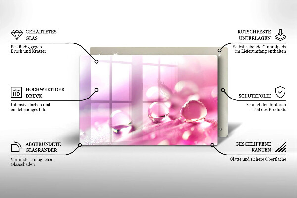 Tocător de bucătărie Petale de flori de rouă