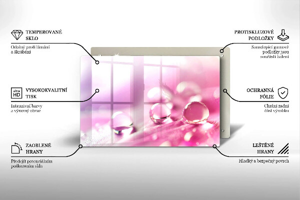 Tocător de bucătărie Petale de flori de rouă