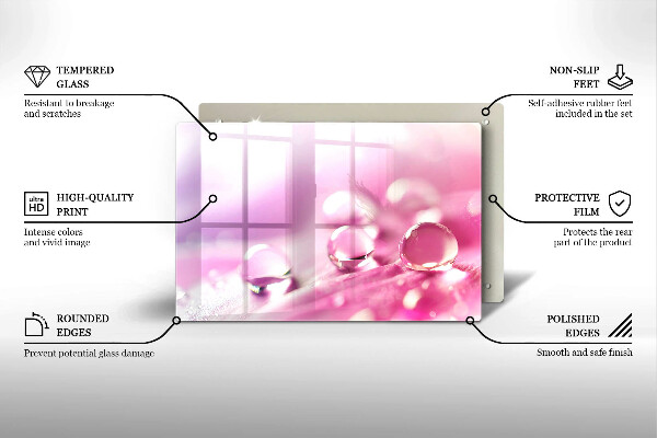 Tocător de bucătărie Petale de flori de rouă