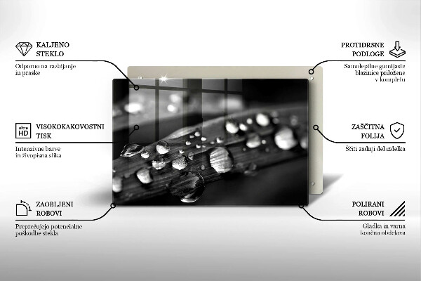 Tocător de bucătărie Picături de rouă pe frunze