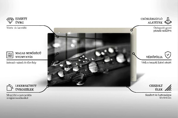 Tocător de bucătărie Picături de rouă pe frunze