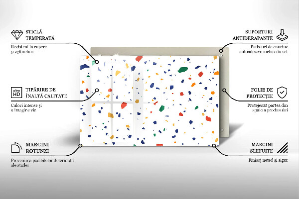 Tocător sticlă Gresie colorata