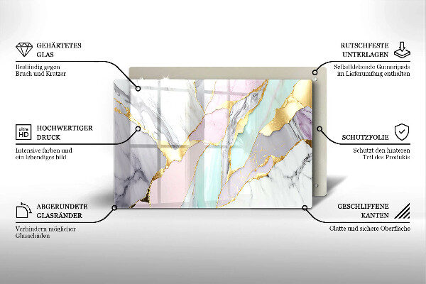 Tocător sticlă Marmură pastel